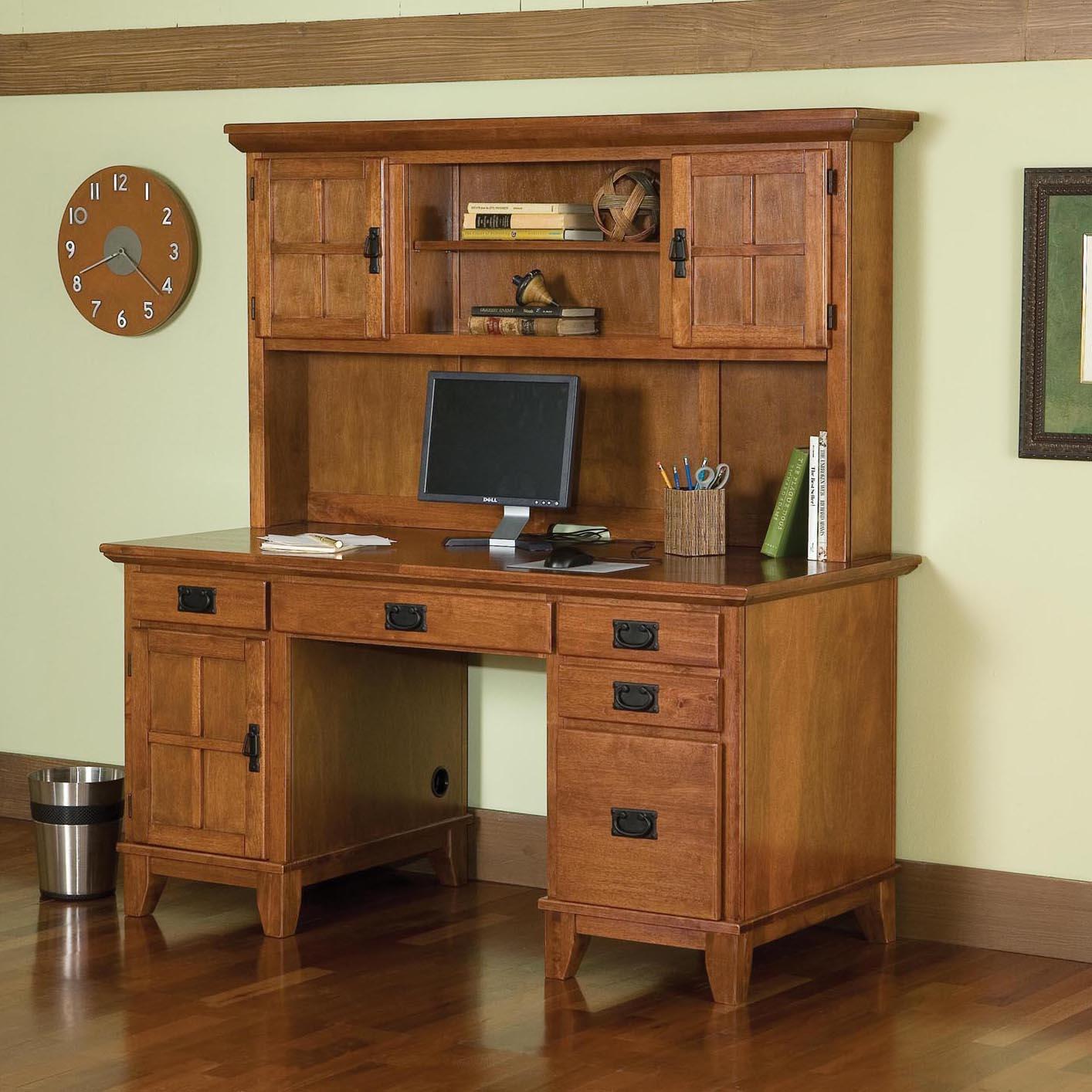 Double pedestal desk with hutch top